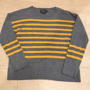 Pendleton Womens Grey and Yellow Striped Merino Wool Sweater size Medium